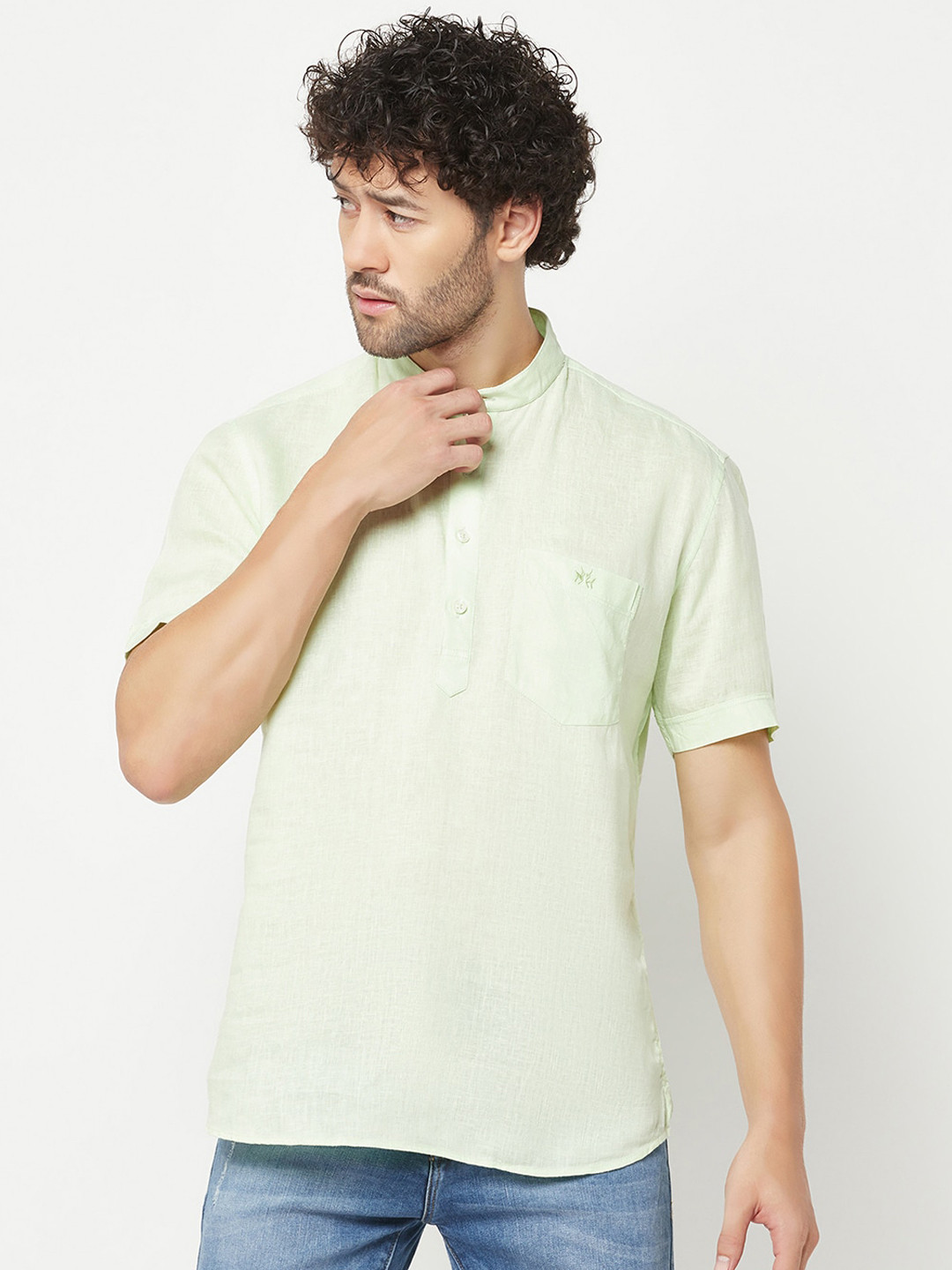 

Crimsoune Club Men Green Thread Work Kurta