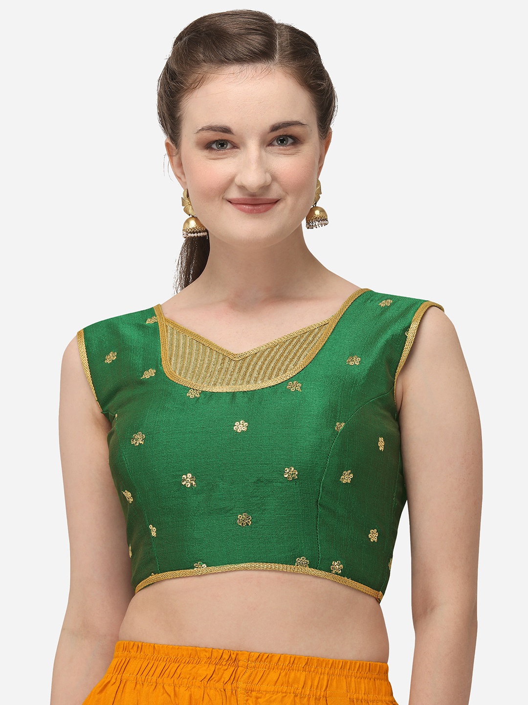 

Fab Dadu Embroidered Sequinned Saree Blouse, Green