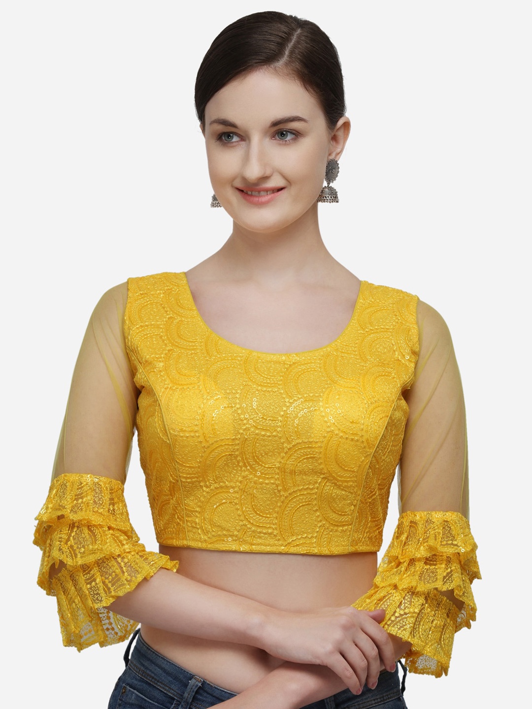 

Fab Dadu Embroidered Saree Blouse, Yellow