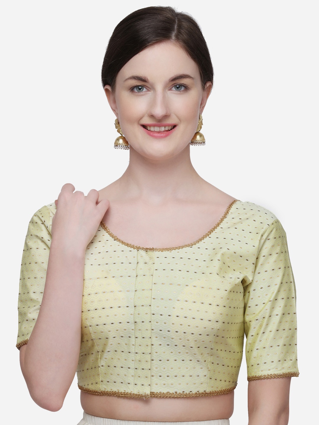 

Fab Dadu Woven-Design Saree Blouse, Off white
