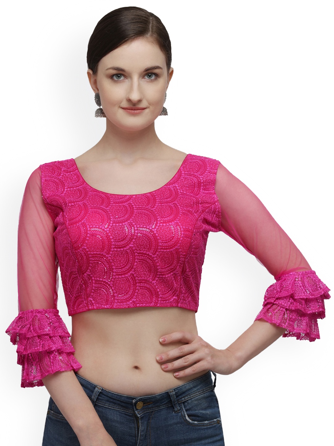 

Fab Dadu Embroidered Saree Blouse, Pink