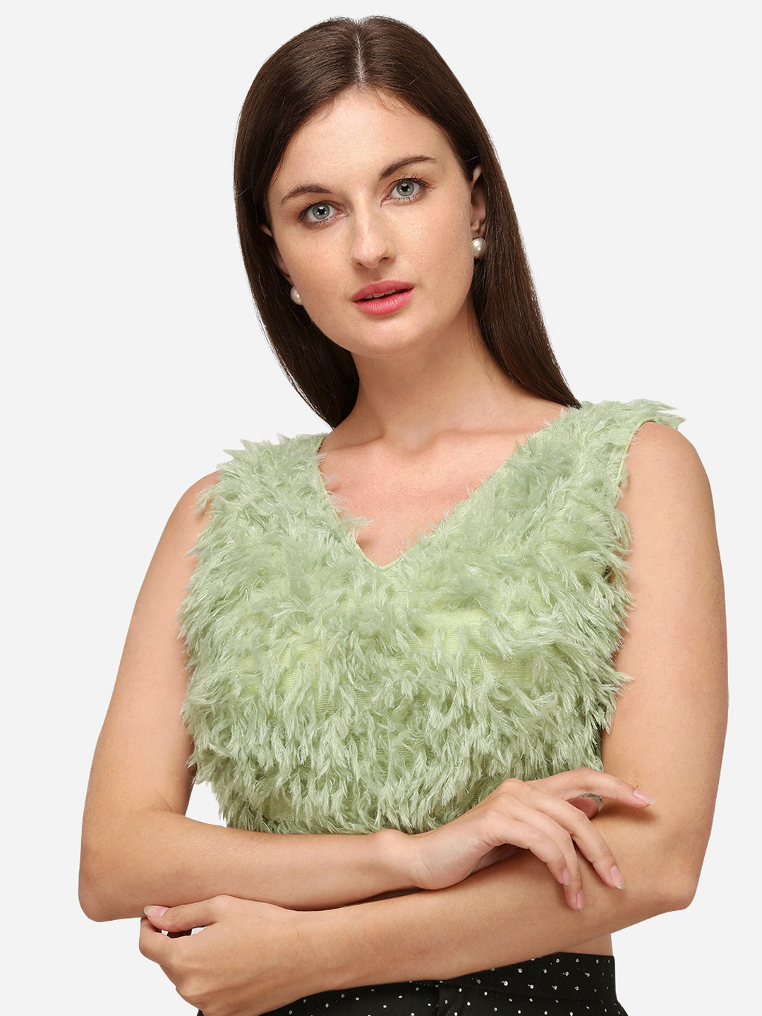 

Fab Dadu Self Design Silk Saree Blouse, Sea green