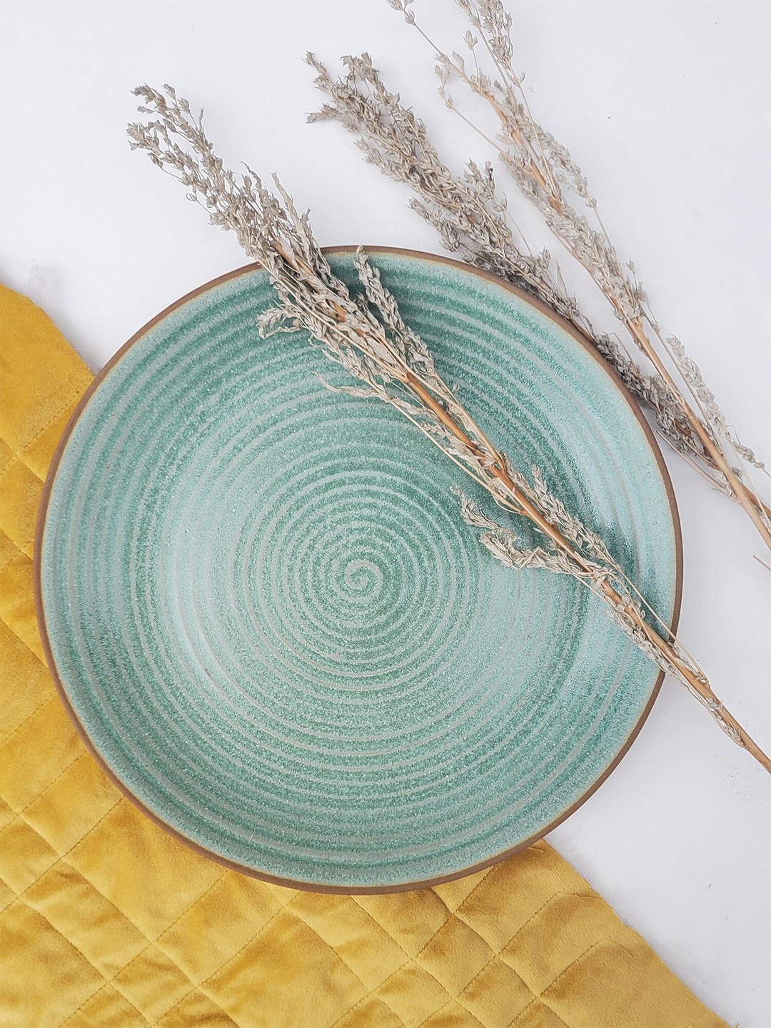 

Folkstorys Circlet Azure Teal Textured Ceramic Matte Dinner Plate