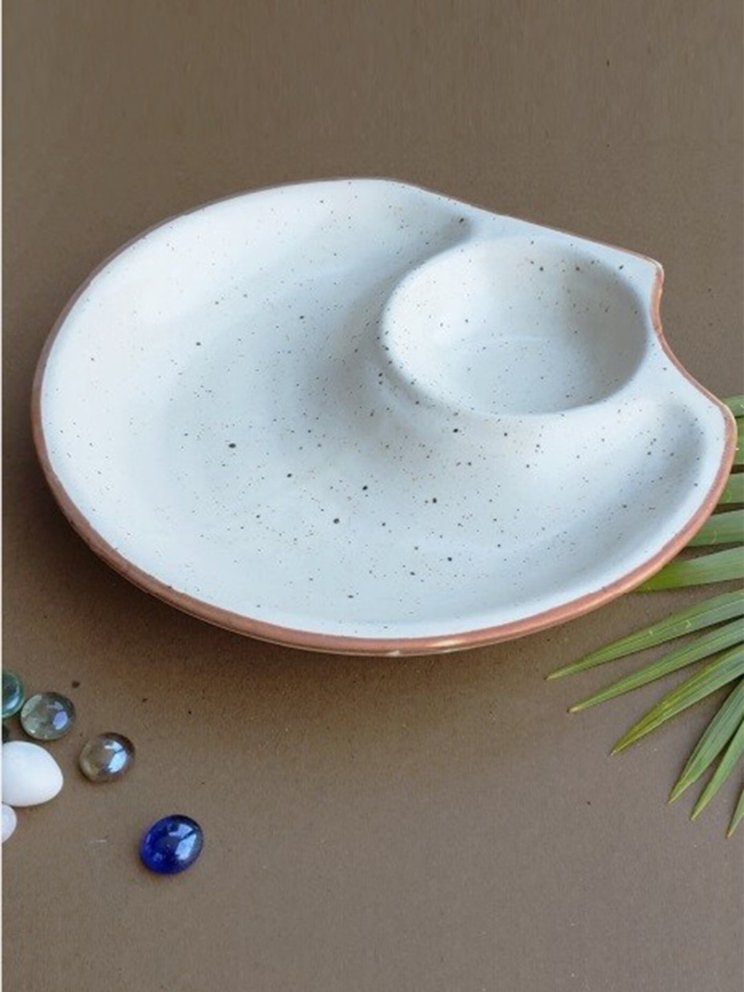 

Folkstorys White Ceramic Cream Dotted Food Platter