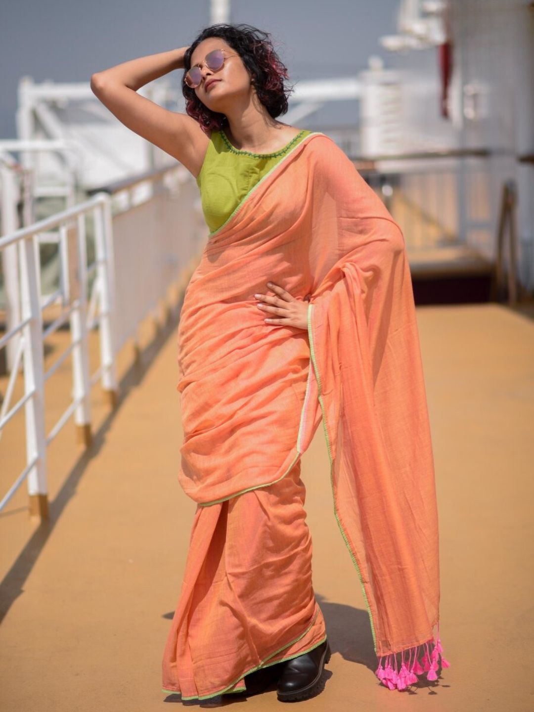 

Suta Orange Pure Cotton Saree