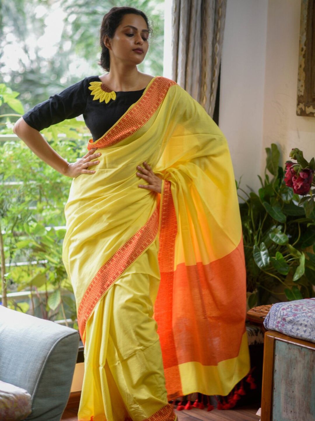 

Suta Yellow & Orange Pure Cotton Saree