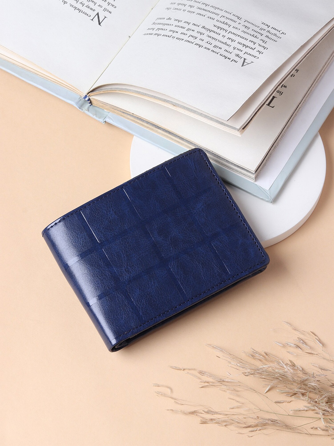 

HENEDA Men Checked Two Fold Wallet, Blue