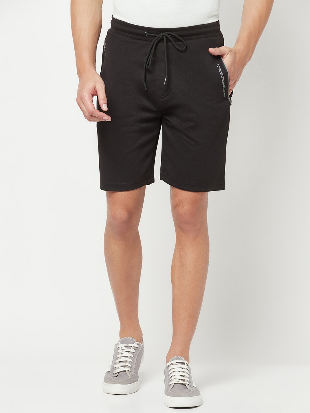 

Crimsoune Club Men Mid-Rise Pure Cotton Sports Shorts, Black