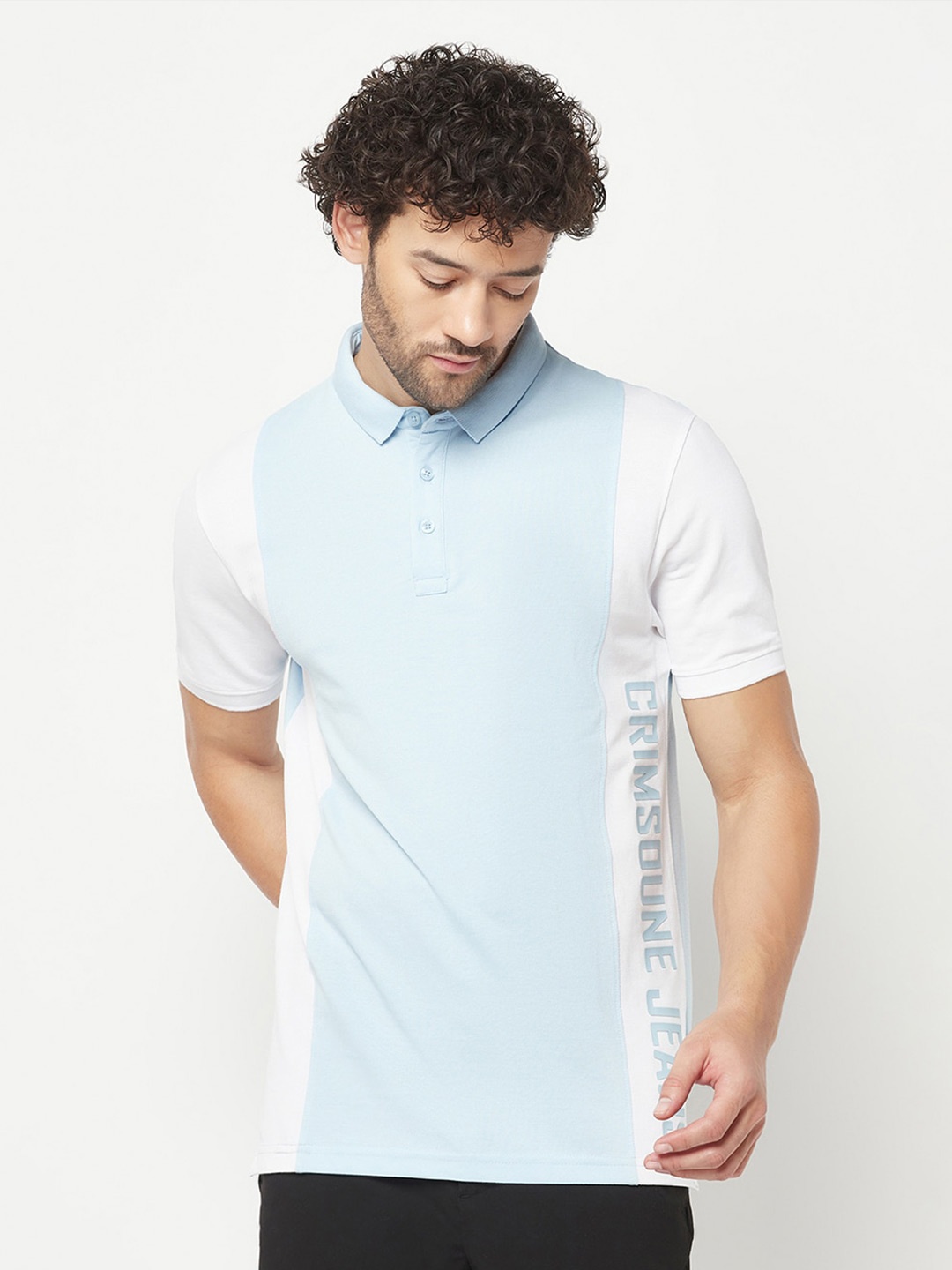 

Crimsoune Club Colourblocked Polo Collar T-shirt, Blue