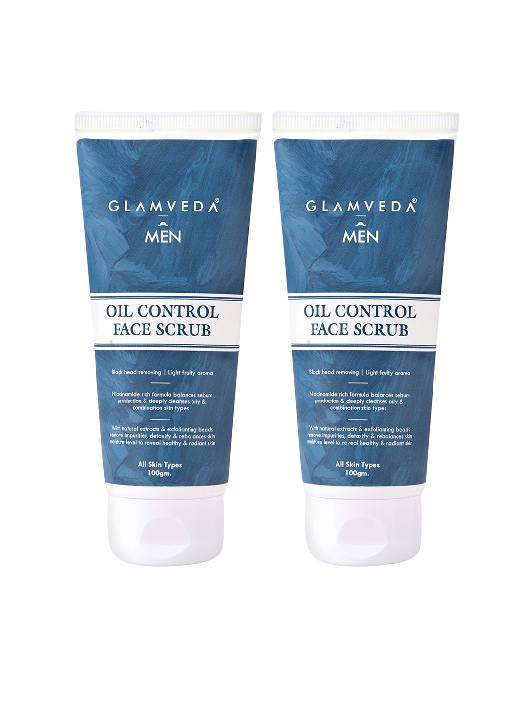 

GLAMVEDA Men Set of 2 Oil Control Face Scrubs with Niacinamide - 100 g Each, Blue