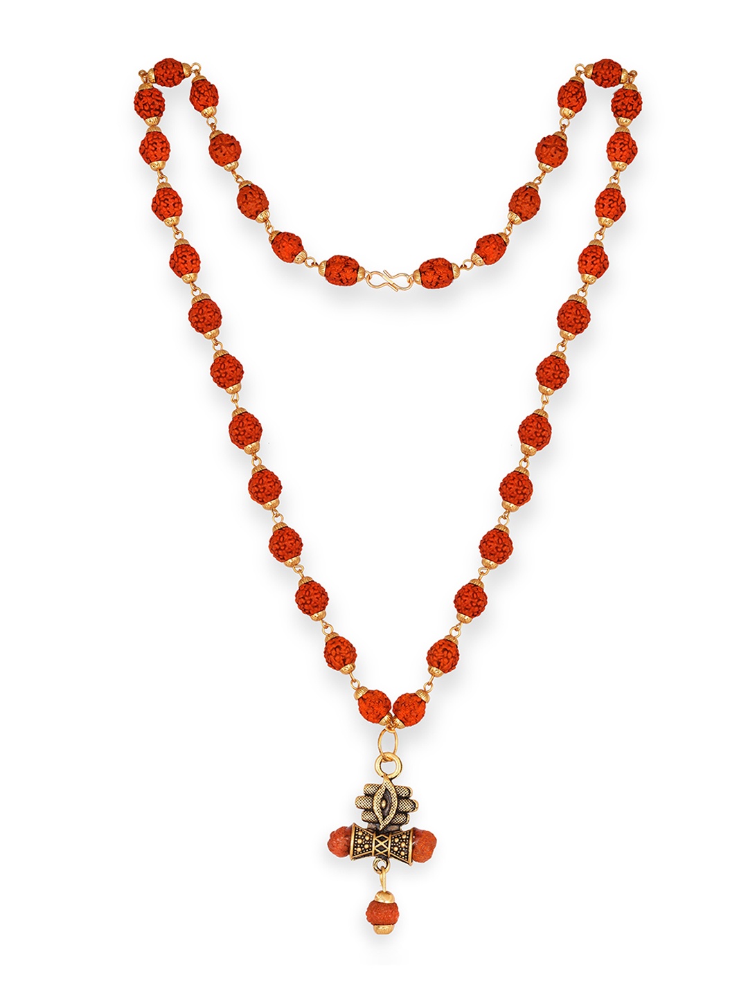 

Vighnaharta Men Gold-Plated Beads-Studded Rudraksha Pendant With Chain