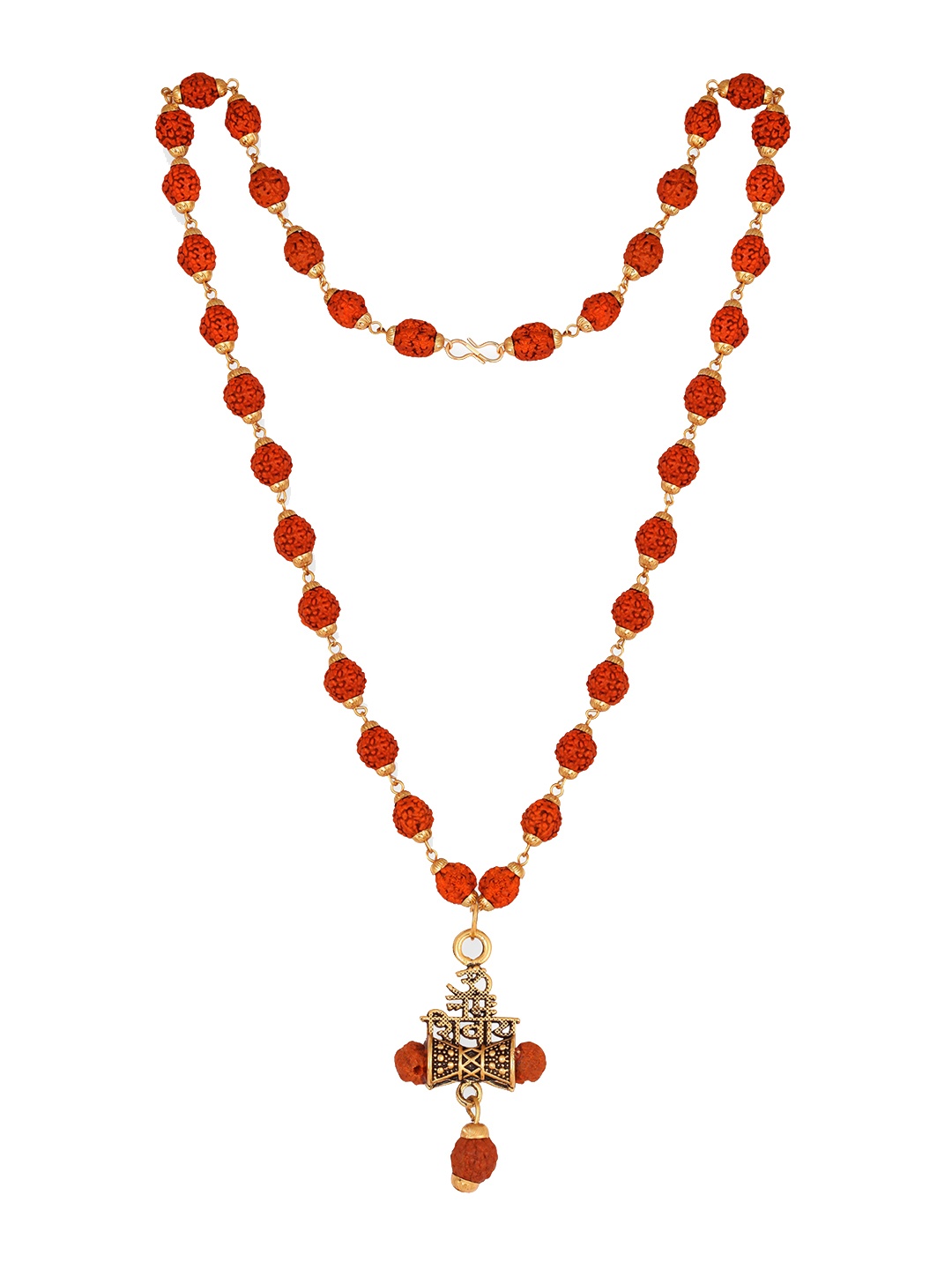 

Vighnaharta Men Gold-Plated Rudraksha trishul Damru om Nam Shiv mala Pendant