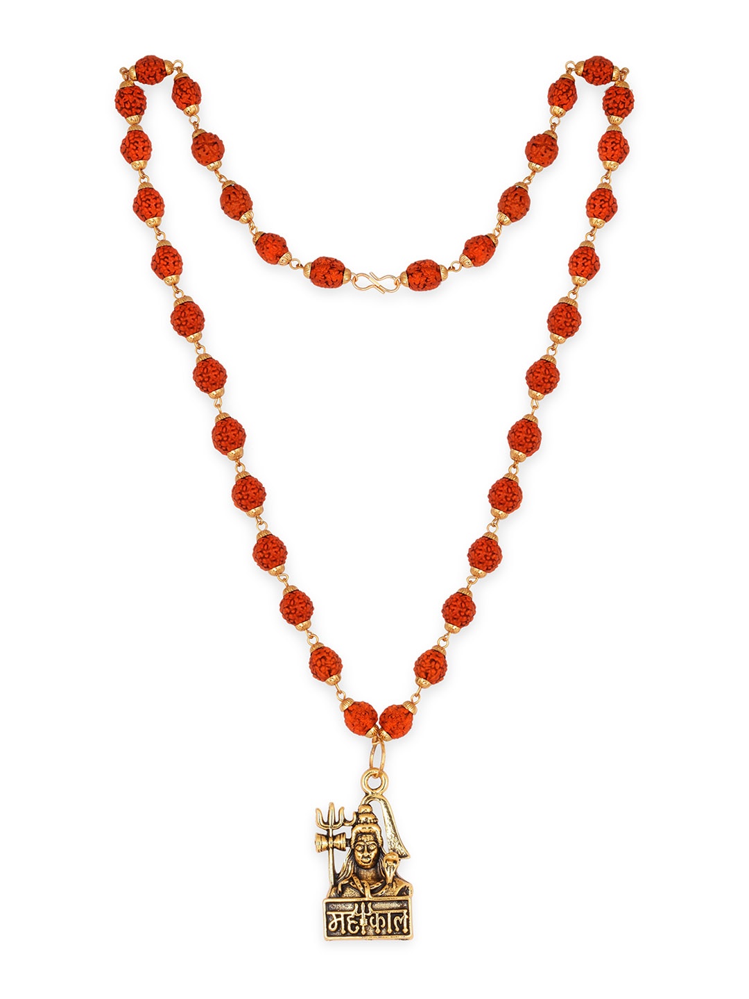 

Vighnaharta Rudraksha Beaded Trishul Pendant with Chain, Gold