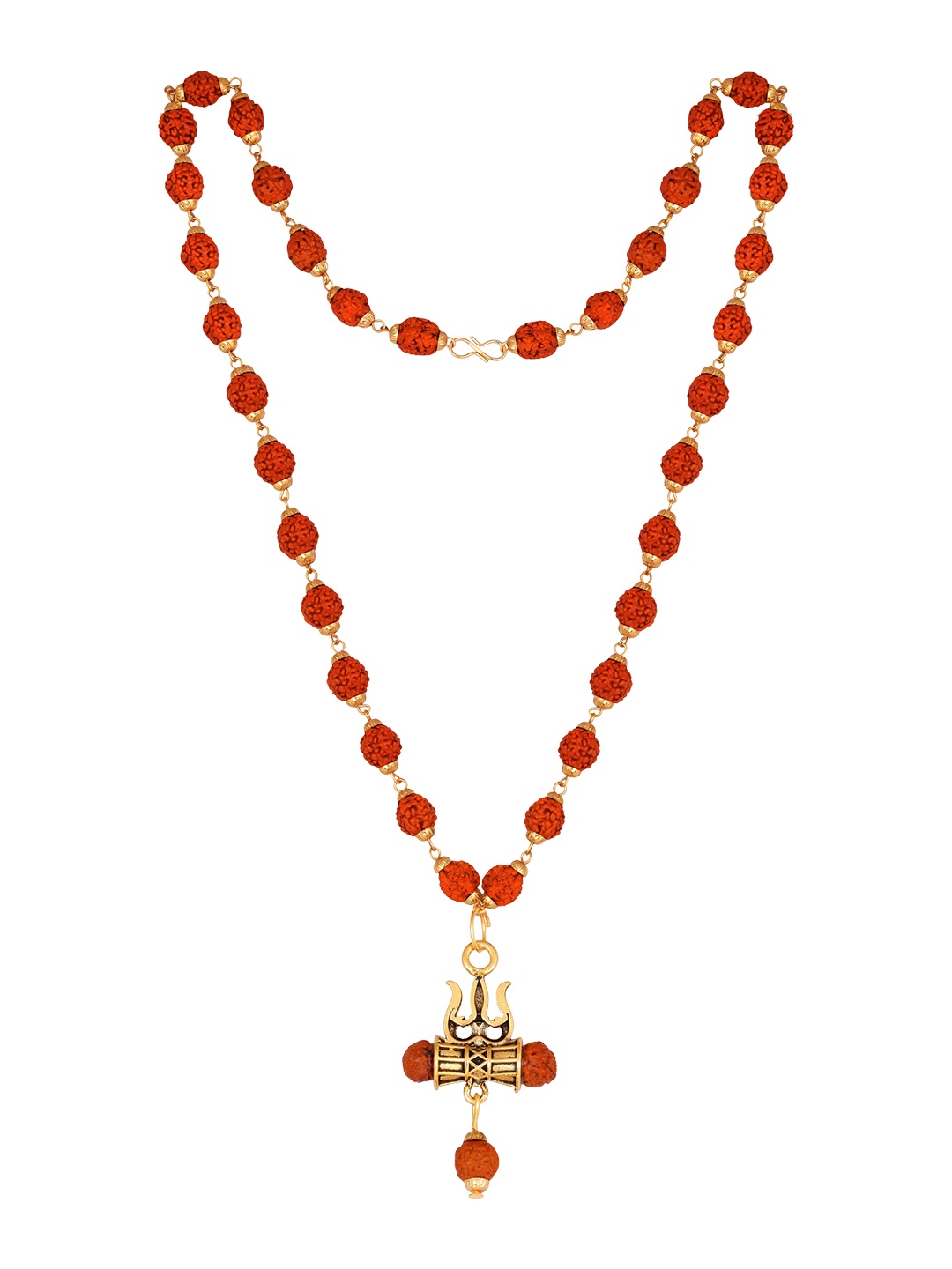 

Vighnaharta Men Gold-Plated Brown Gold-Plated Alloy Rudraksha Beaded Necklace