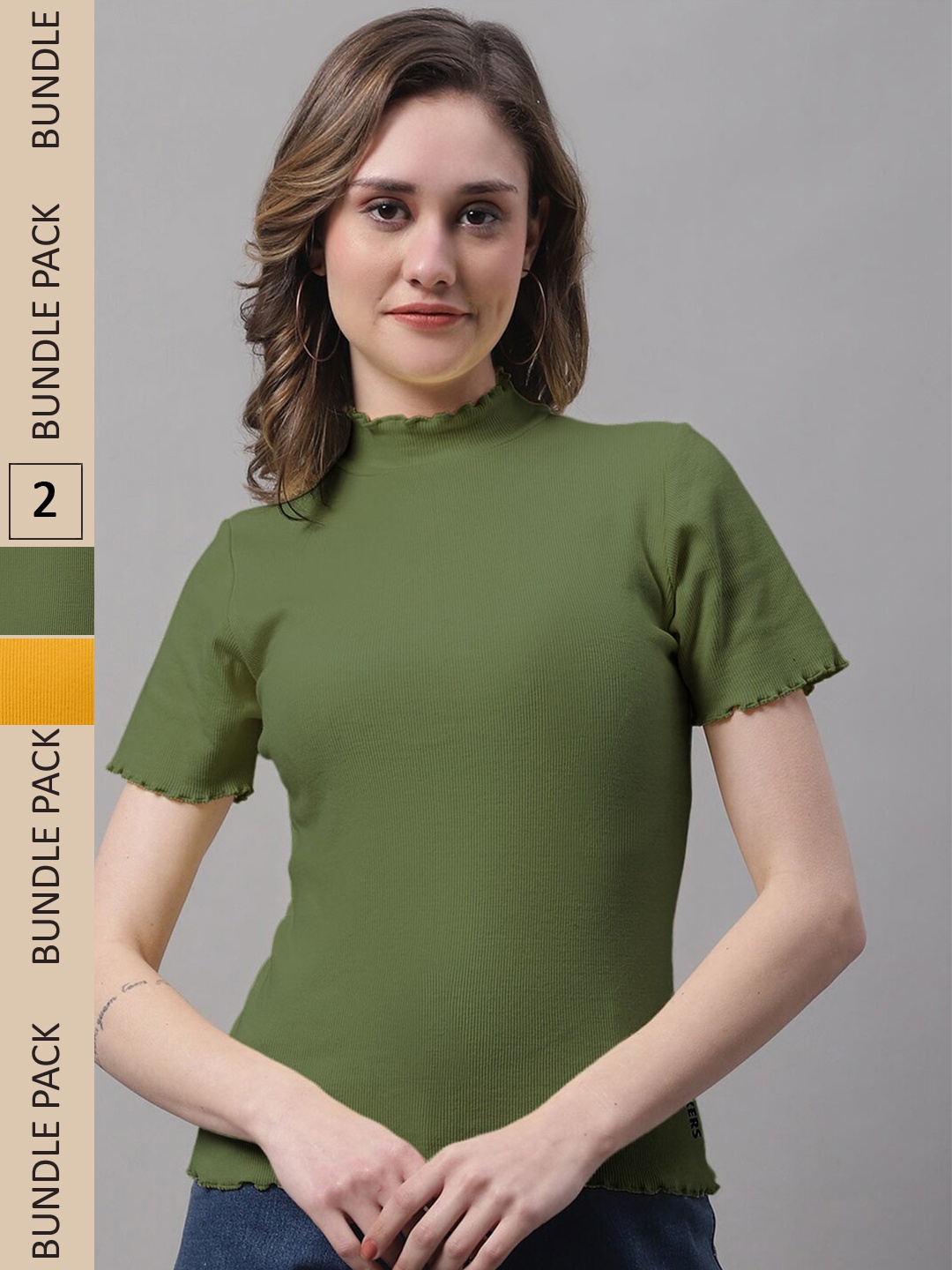 

FBAR Pack Of 2 High-Neck Cotton Top, Green