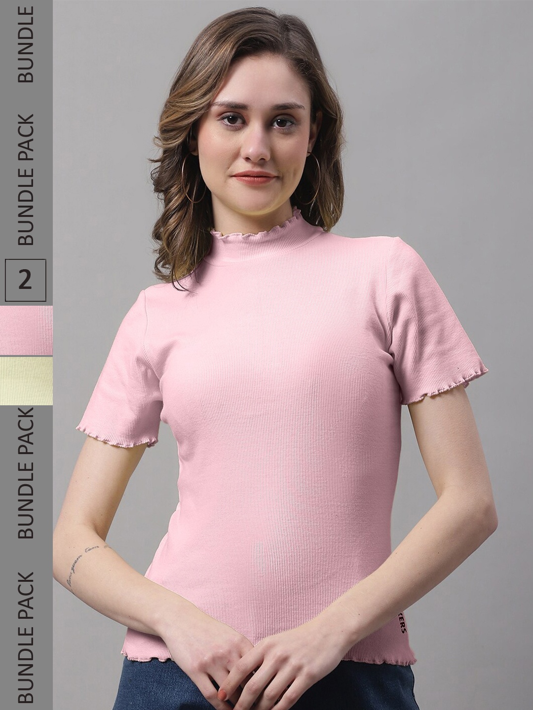 

FBAR Pack Of 2 Cotton Regular Top, Yellow