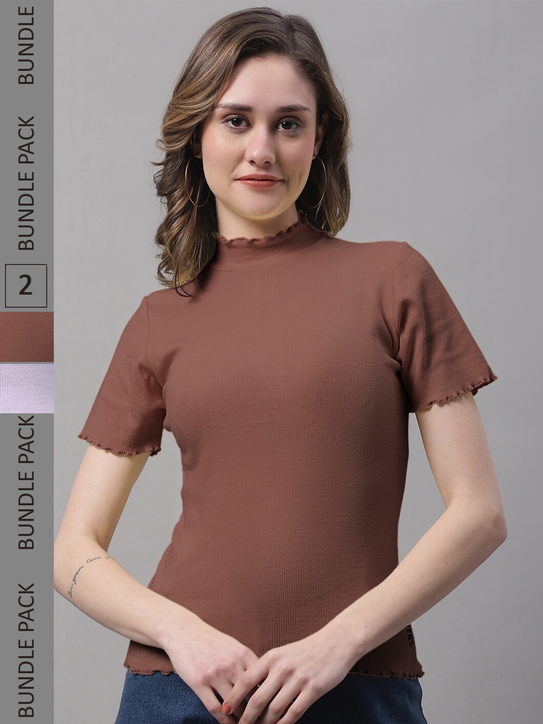 

FBAR Pack Of 2 Hight Neck Cotton Top, Purple