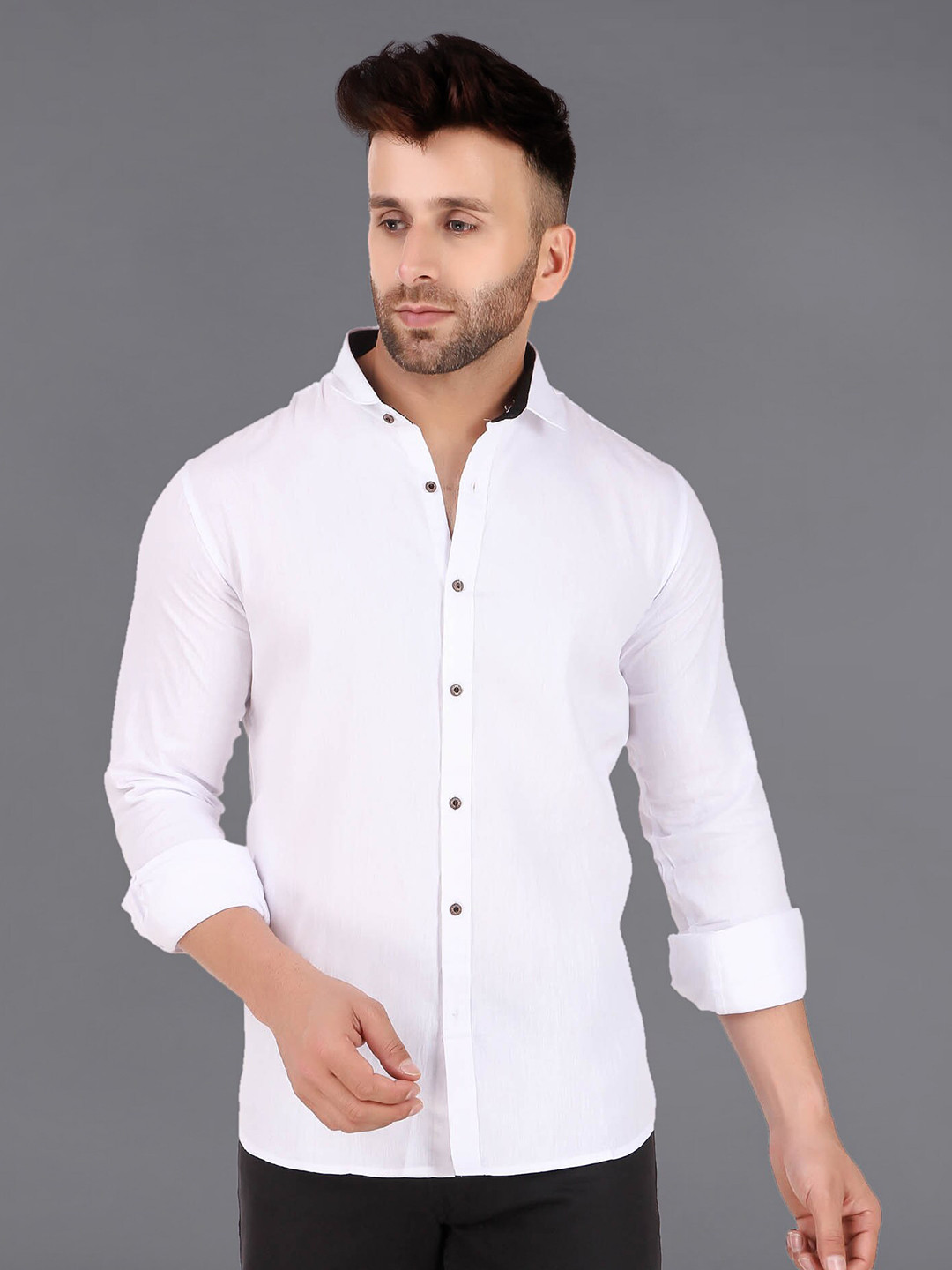 

ADWYN PETER Shirt Collar Cotton Casual Shirt, White