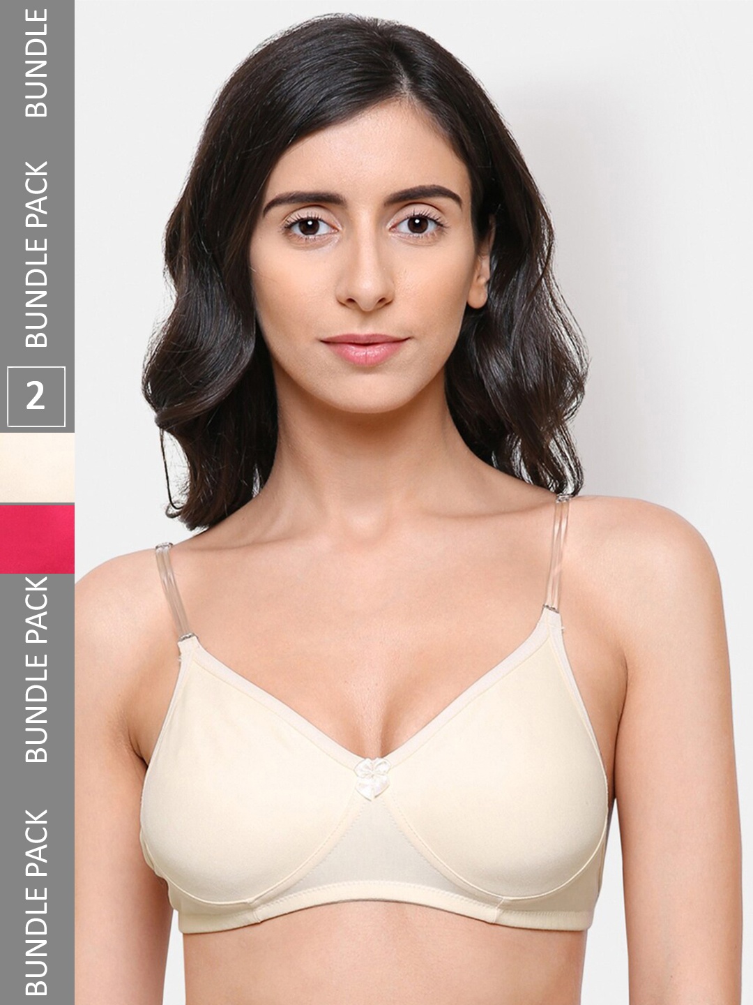 

College Girl Pack Of 2 Full Coverage Super Support Backless Cotton T-Shirt Bra, Pink