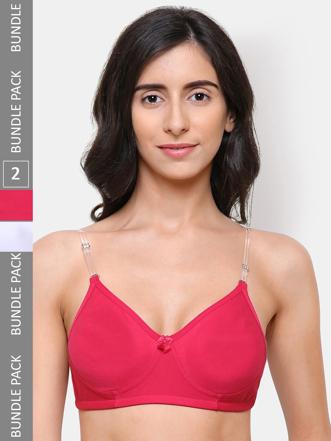 

College Girl Pack Of 2 Full Coverage Super Support Backless Cotton T-Shirt Bra, Pink