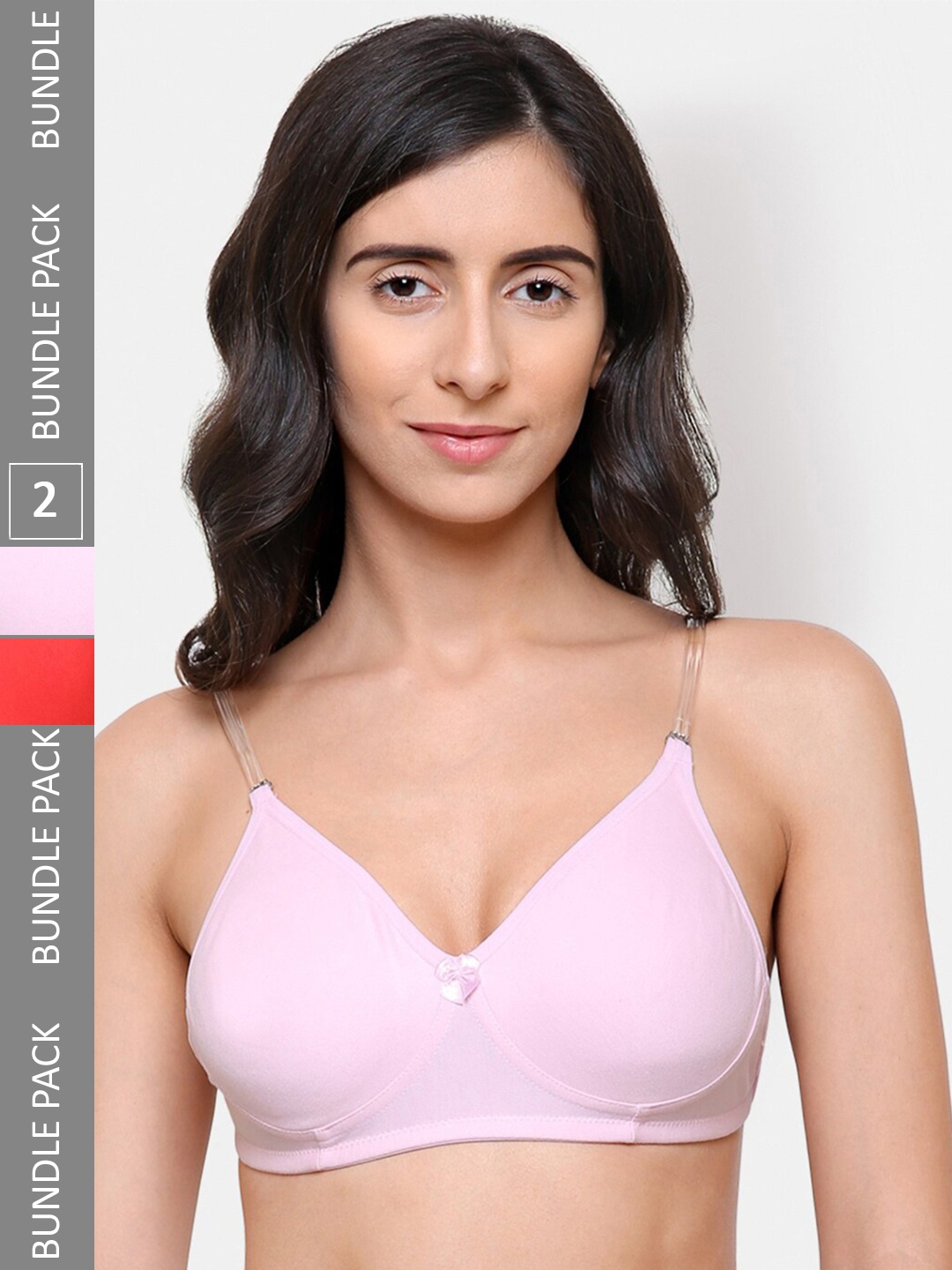 

College Girl Pack of 2 Full Coverage Bra, Red