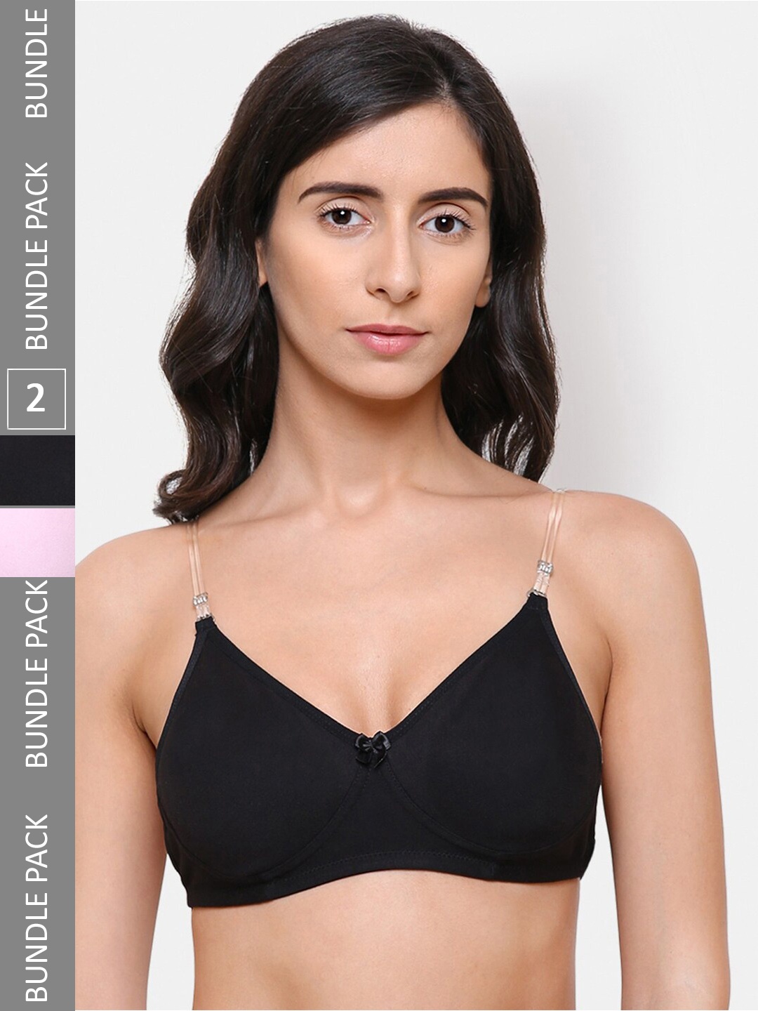 

College Girl Pack Of 2 Full Coverage Super Support Backless Cotton T-Shirt Bra, Pink
