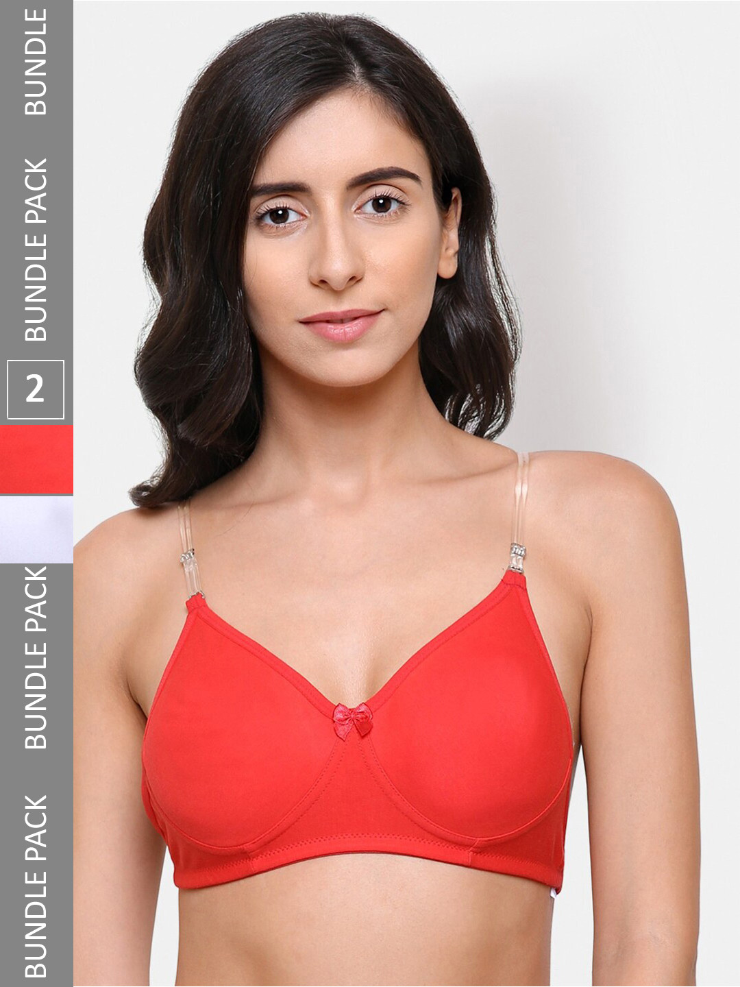 

College Girl Pack Of 2 Full Coverage Super Support Backless Cotton T-Shirt Bra, White