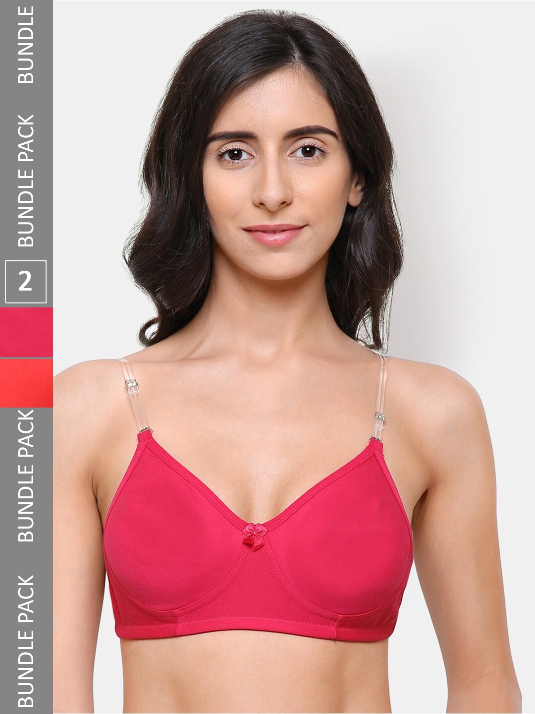 

College Girl Pack Of 2 Full Coverage Super Support Backless Cotton T-Shirt Bra, Pink