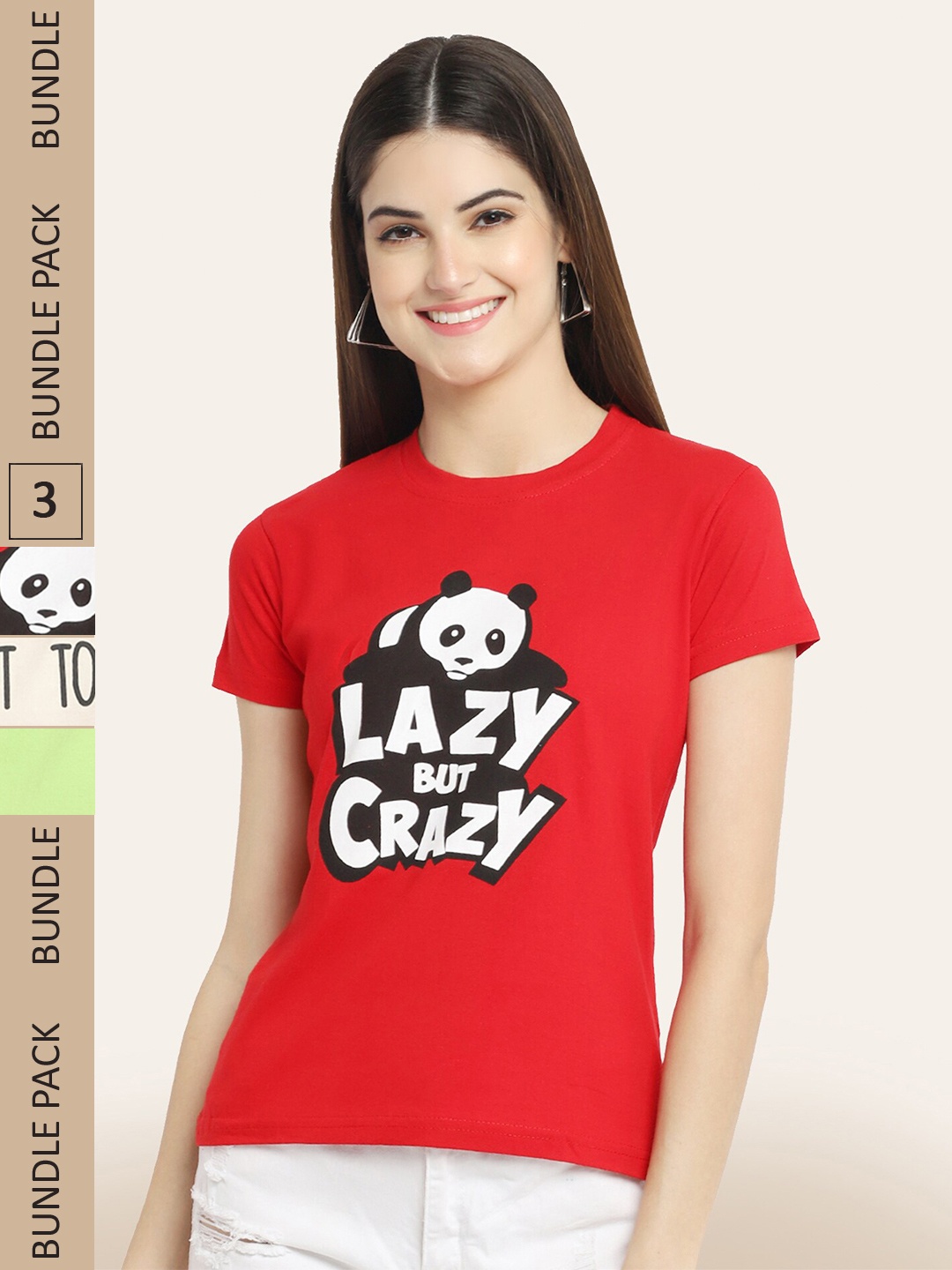 

BAESD Pack Of 3 Graphic Printed Cotton T-shirt, Red