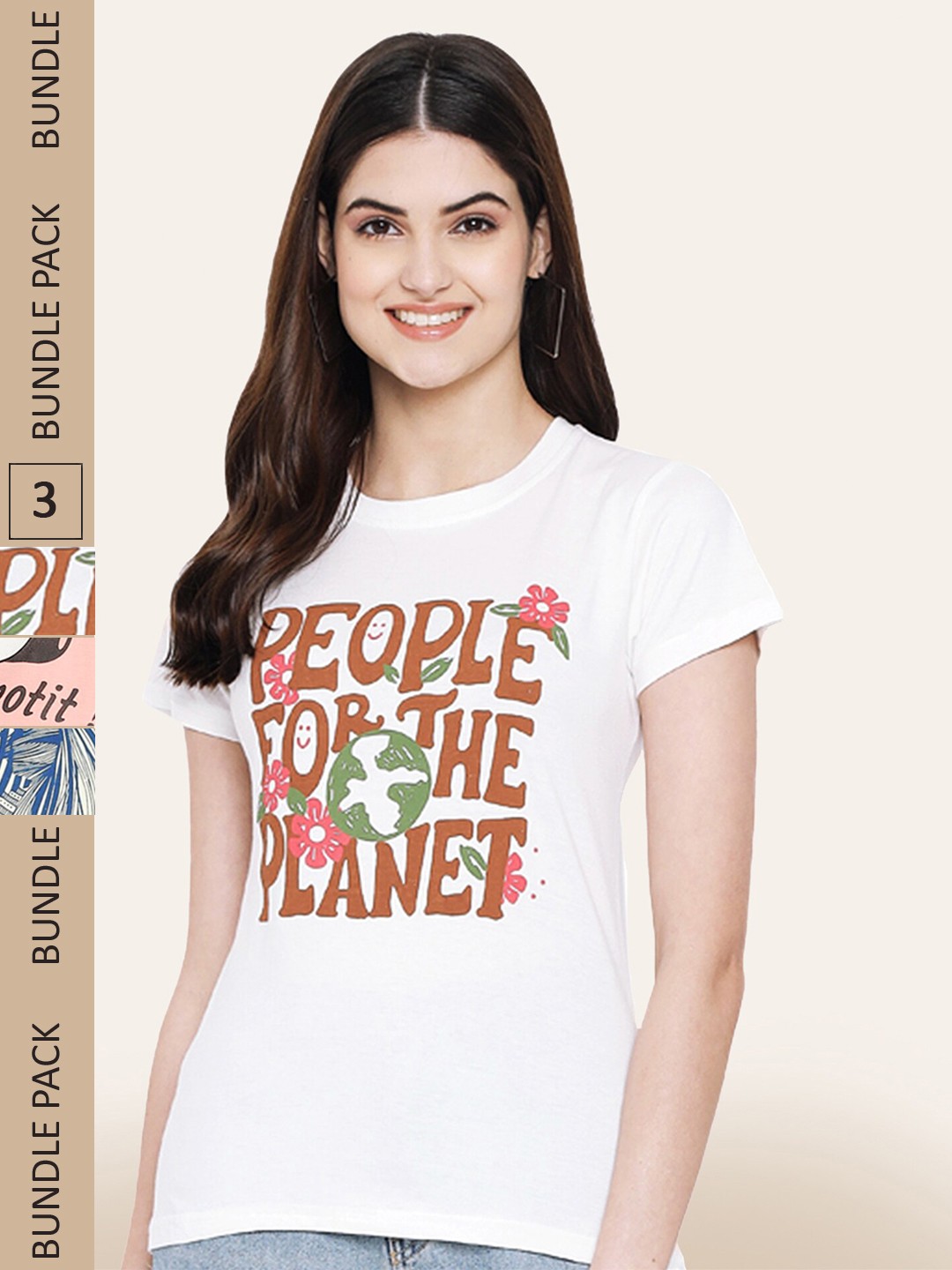 

BAESD Pack Of 3 Printed Cotton T-shirts, White