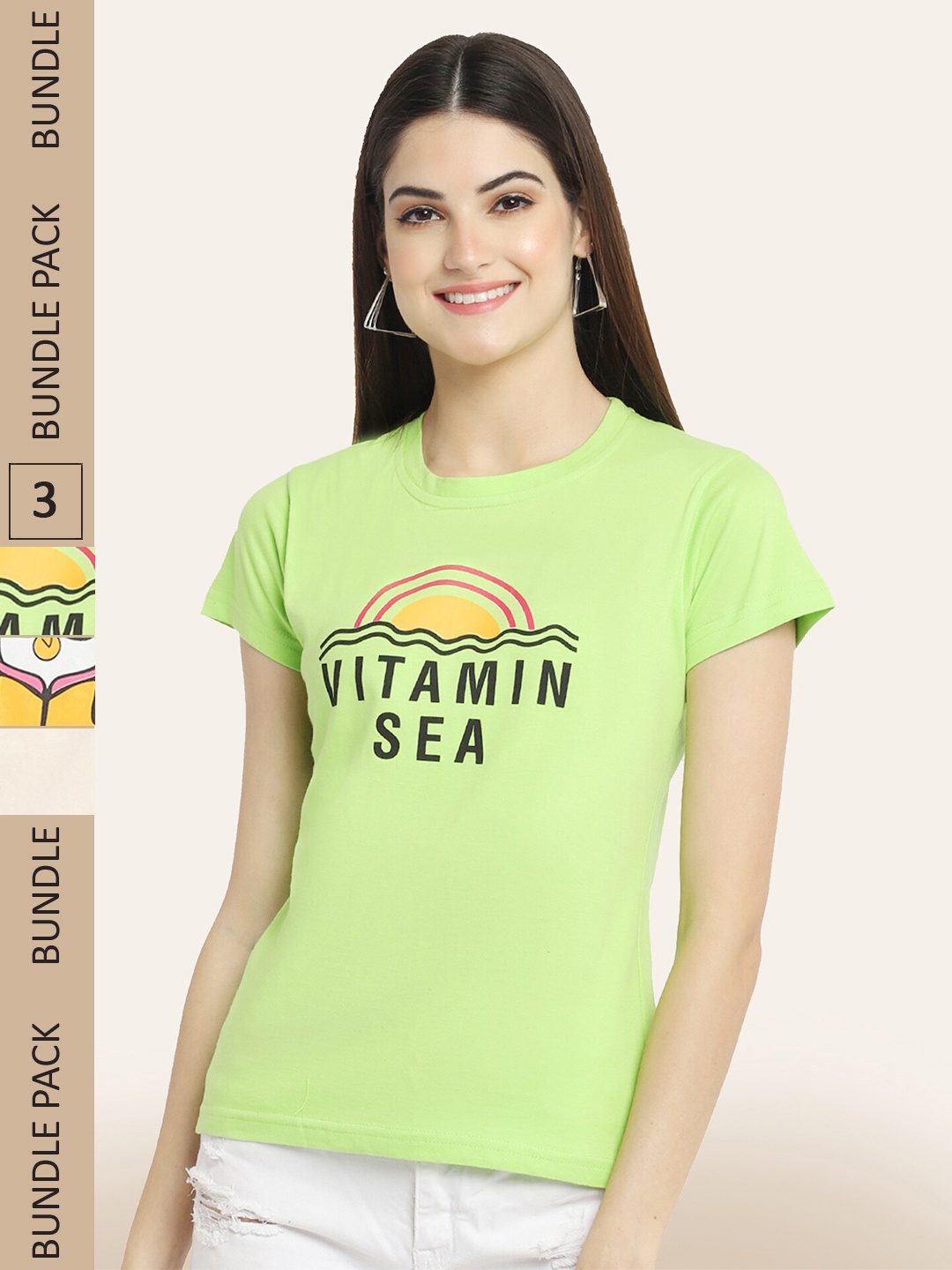 

BAESD Pack Of 3 Graphic Printed Cotton T-shirt, Green