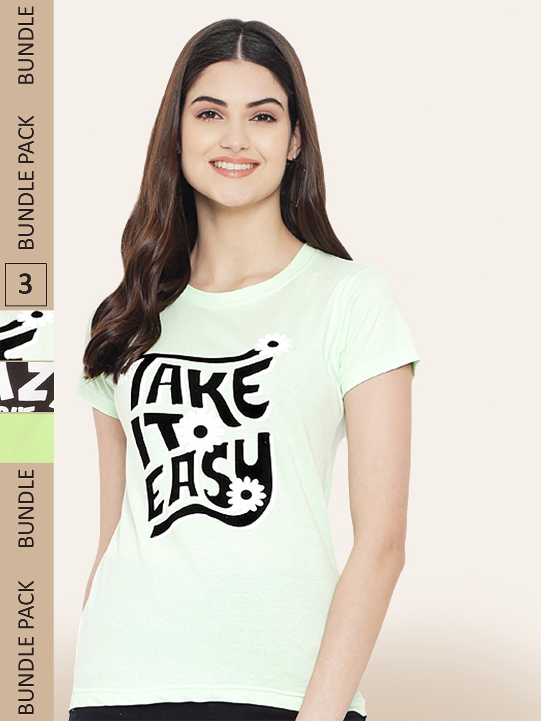 

BAESD Pack Of 3 Printed Cotton Casual T-shirts, Green
