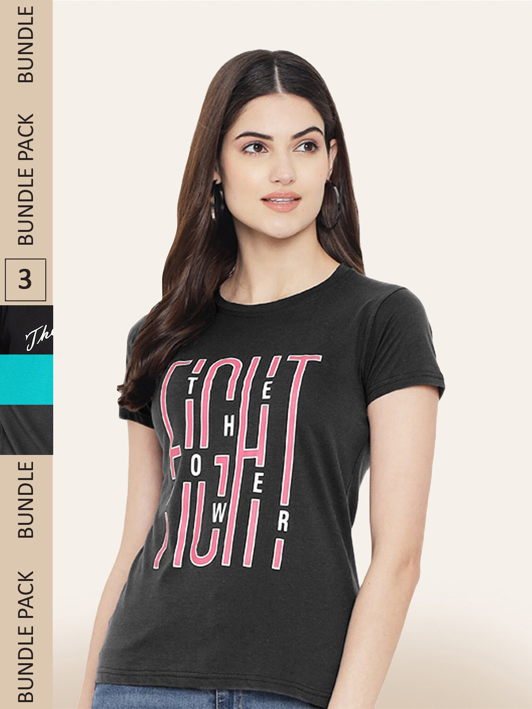 

BAESD Pack Of 3 Printed Cotton T-shirt, Black