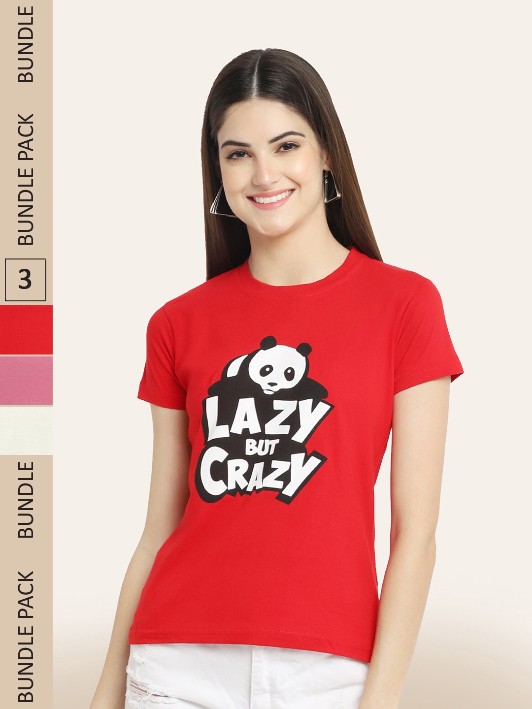 

BAESD Pack Of 3 Graphic Printed Cotton T-shirt, Red