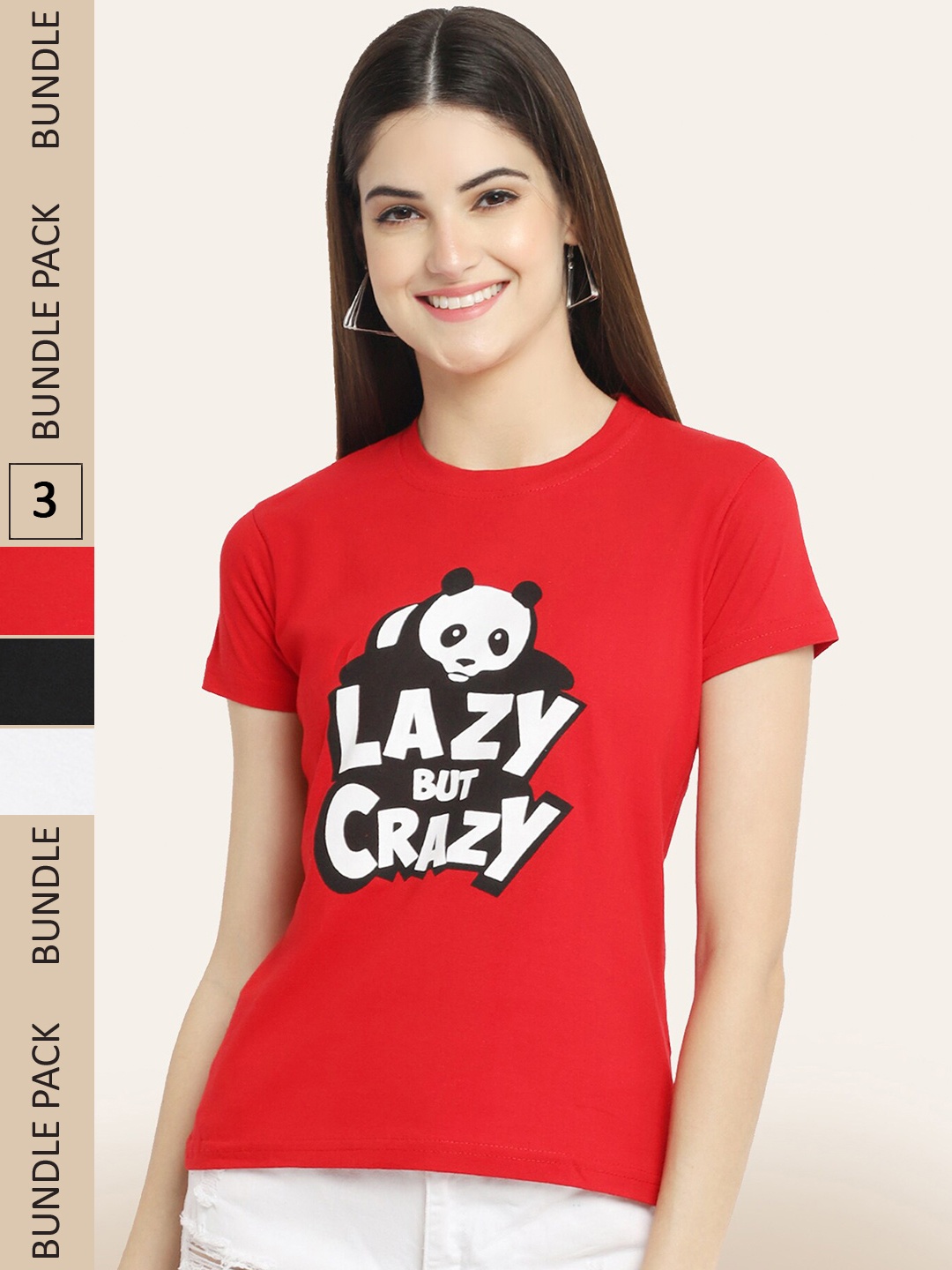 

BAESD Pack Of 3 Printed Cotton T-shirt, Red