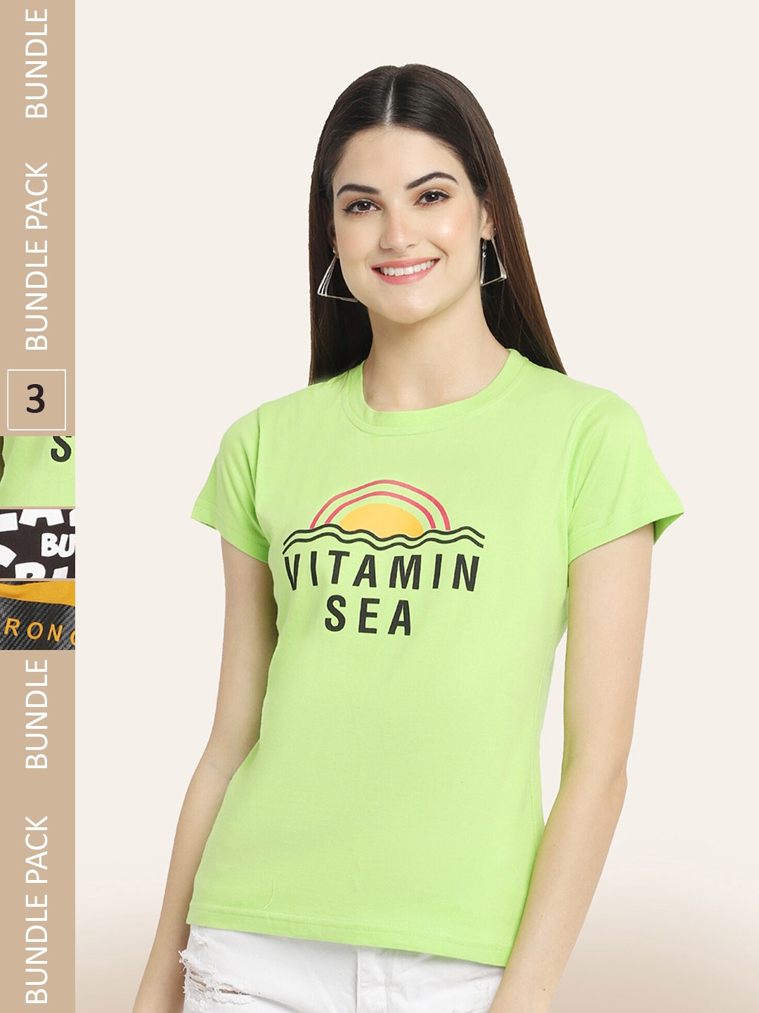 

BAESD Pack Of 3 Graphic Printed Cotton T-shirt, Green