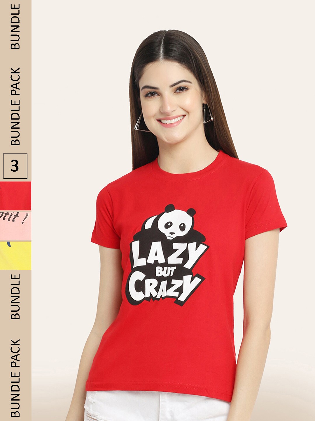 

BAESD Pack Of 3 Typography Printed Cotton T-Shirts, Red
