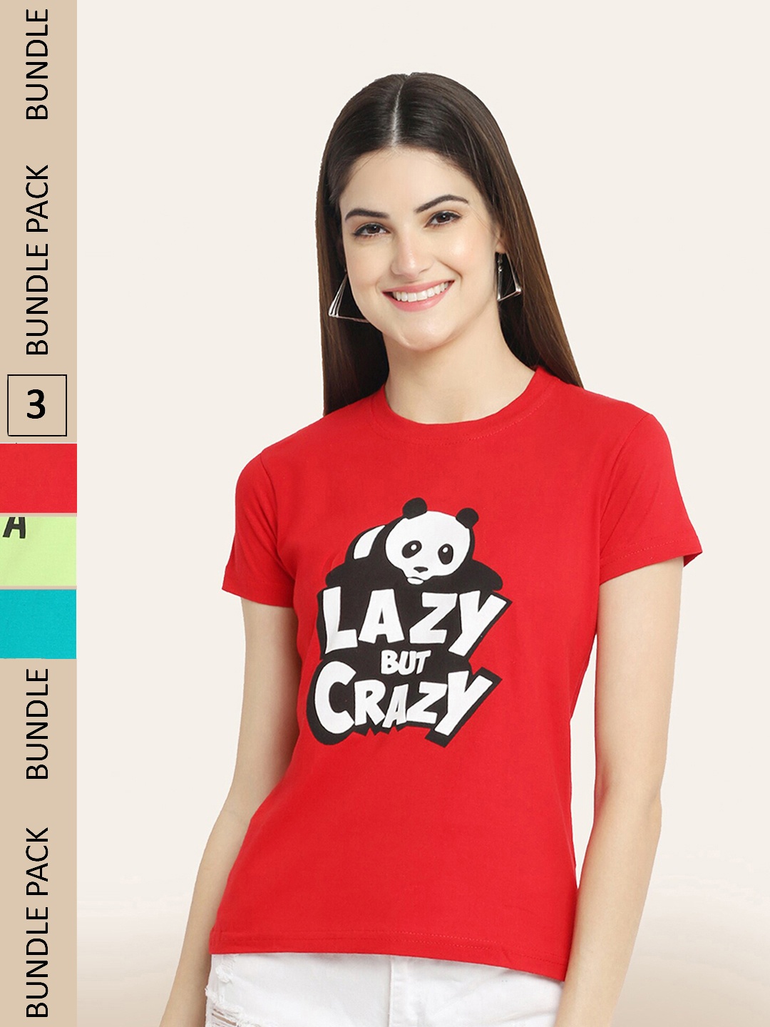 

BAESD Pack Of 3 Typography Printed Cotton T-shirt, Red