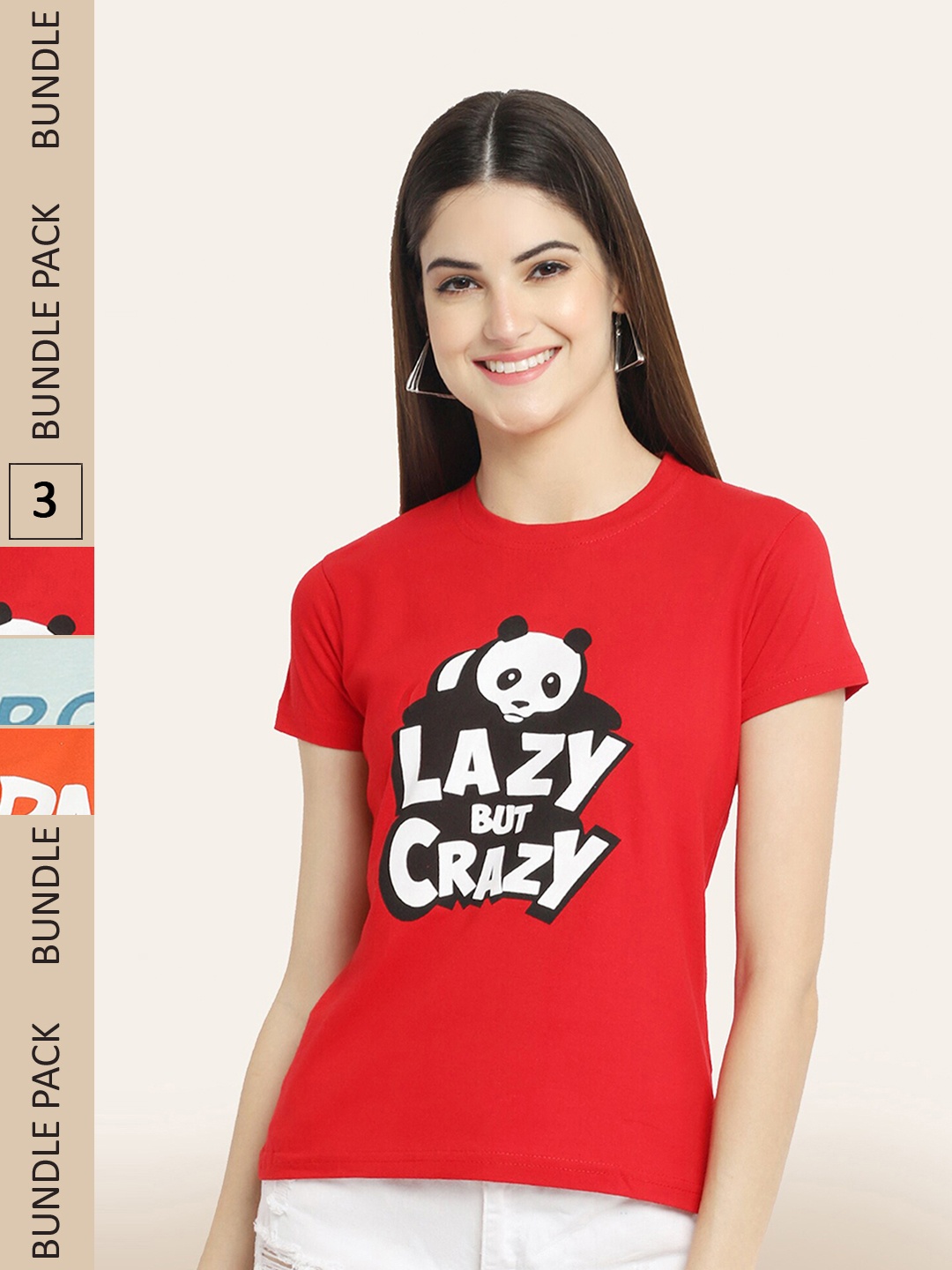 

BAESD Pack Of 3 Typography Printed Cotton T-shirt, Orange
