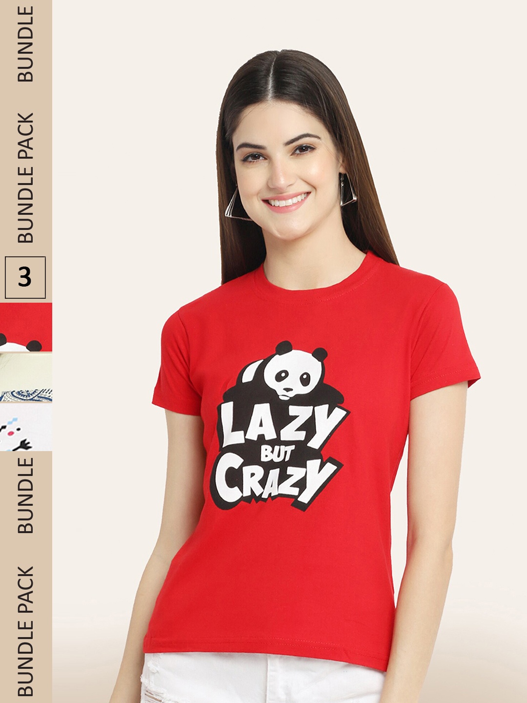 

BAESD Pack Of 3 Typography Printed Cotton T-shirt, Red