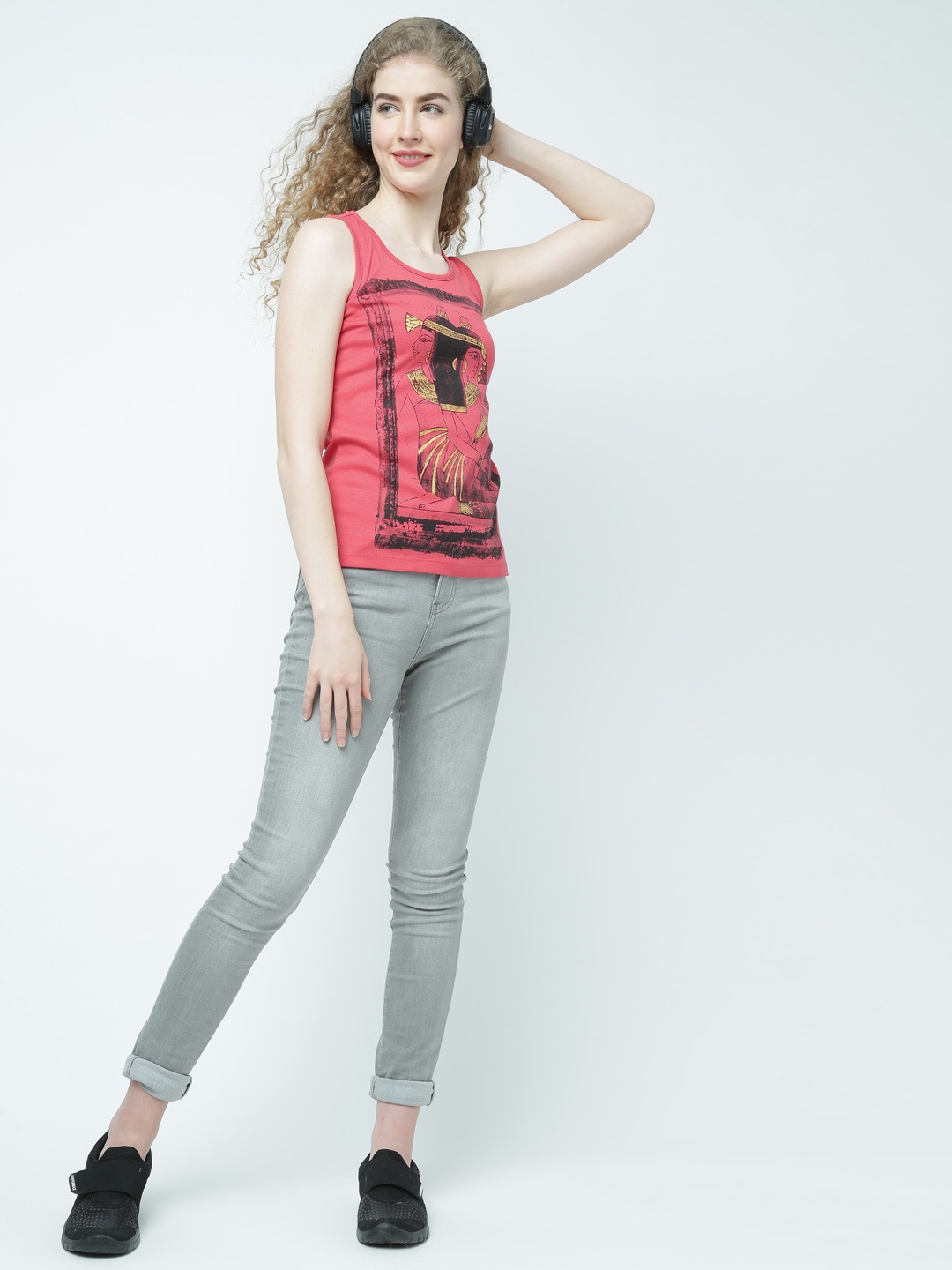 

Huetrap Women Red Printed Tank Top