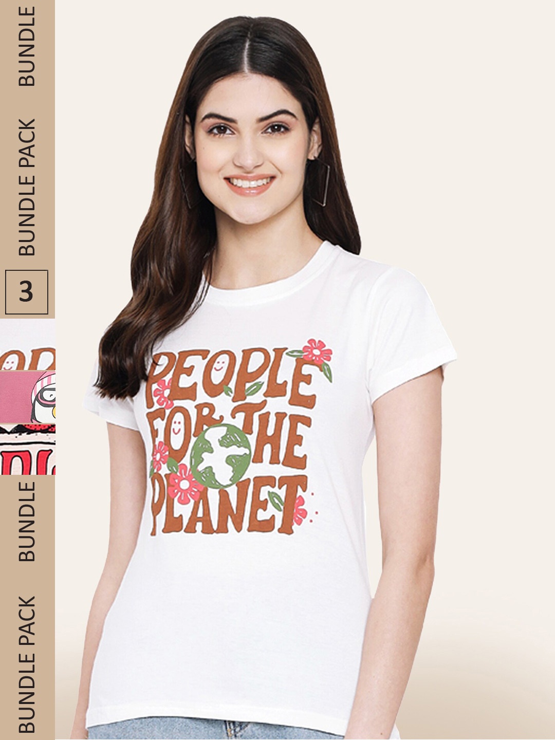 

BAESD Pack Of 3 Typography Printed Cotton T-shirt, White