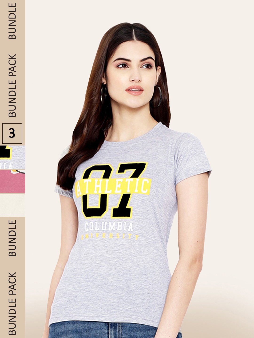 

BAESD Pack Of 3 Typography Printed Cotton T-shirt, Grey