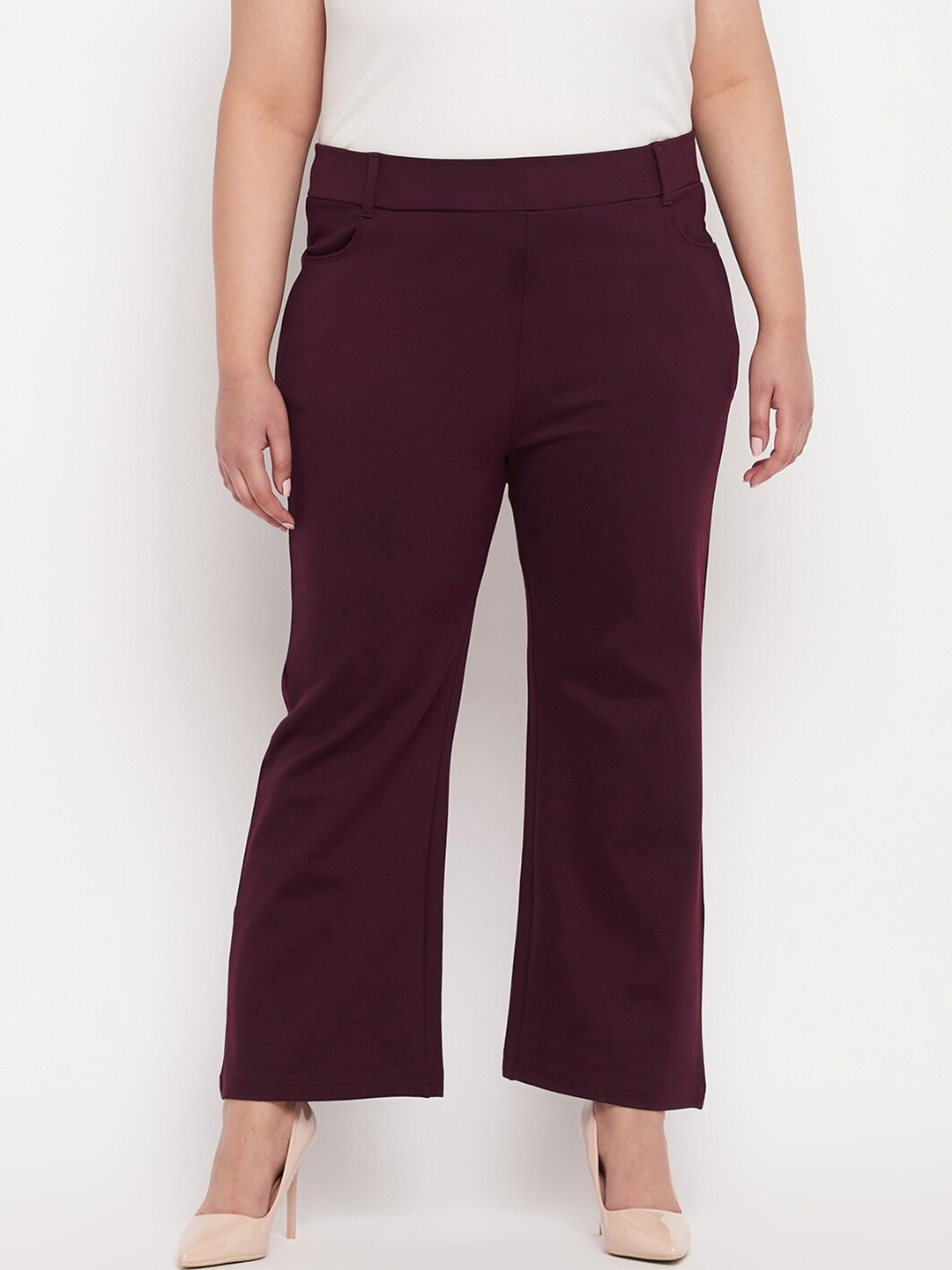 

CLORA CREATION PLUS Women Plus Size Bootcut Jeggings, Maroon