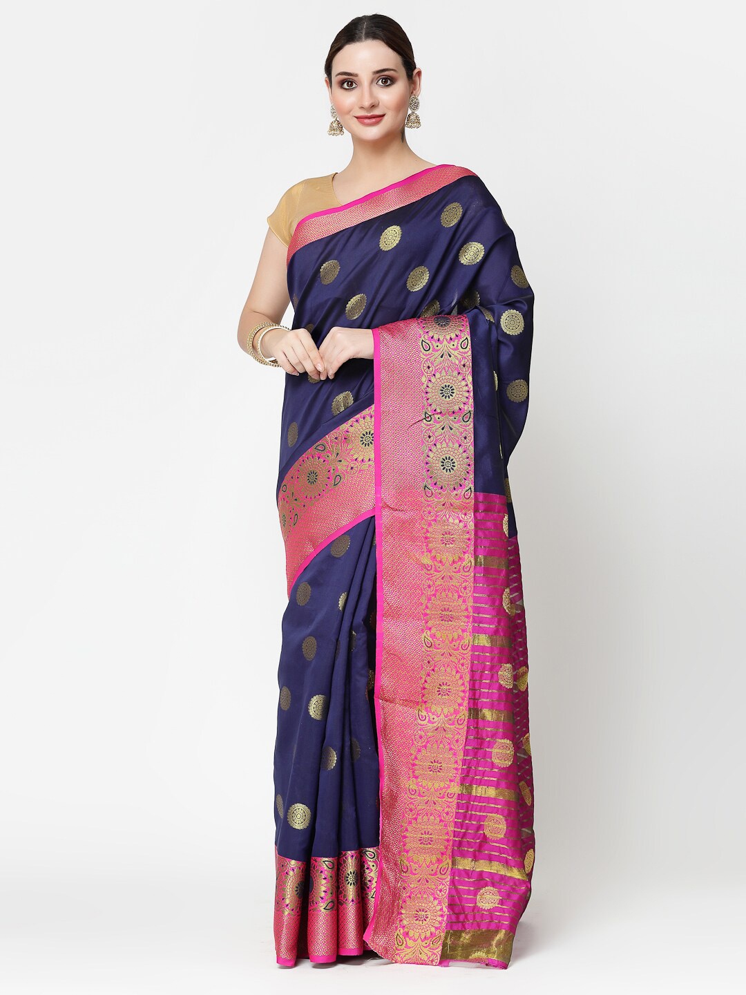

KALINI Ethnic Motifs Woven Design Zari Banarasi Saree, Blue