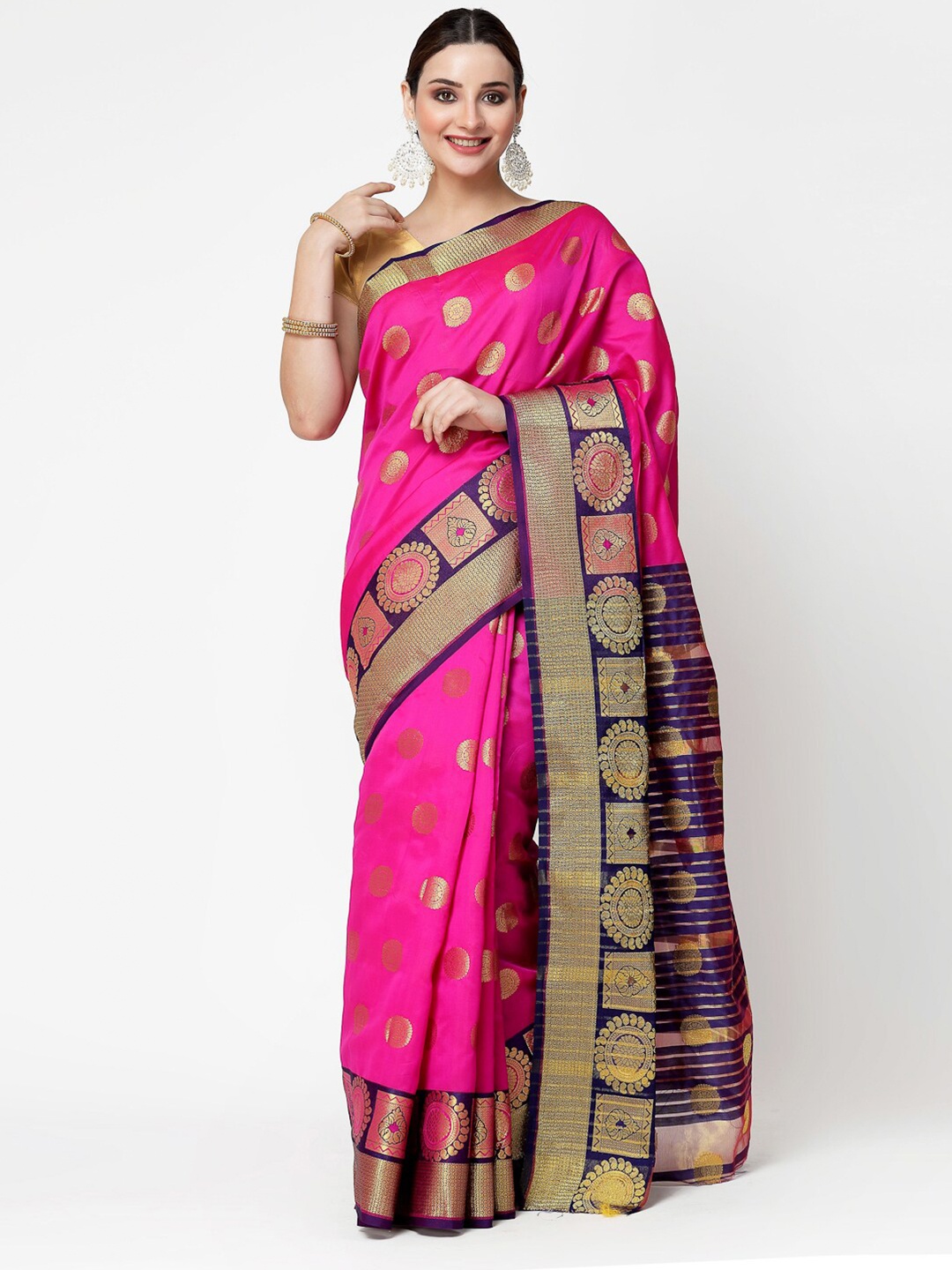 

KALINI Woven Design Zari Silk Banarasi Saree, Purple