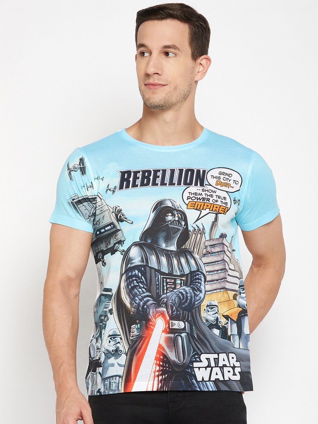 

Wear Your Mind Star Wars Graphic Printed T-Shirt, Blue