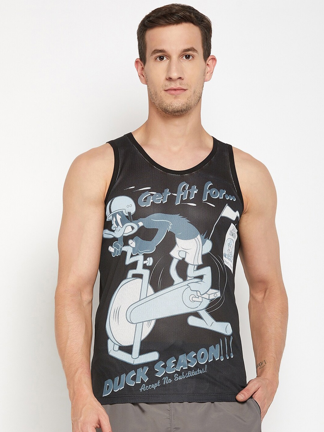 

Wear Your Mind Looney Tunes Printed Sleeveless T-shirt, Black