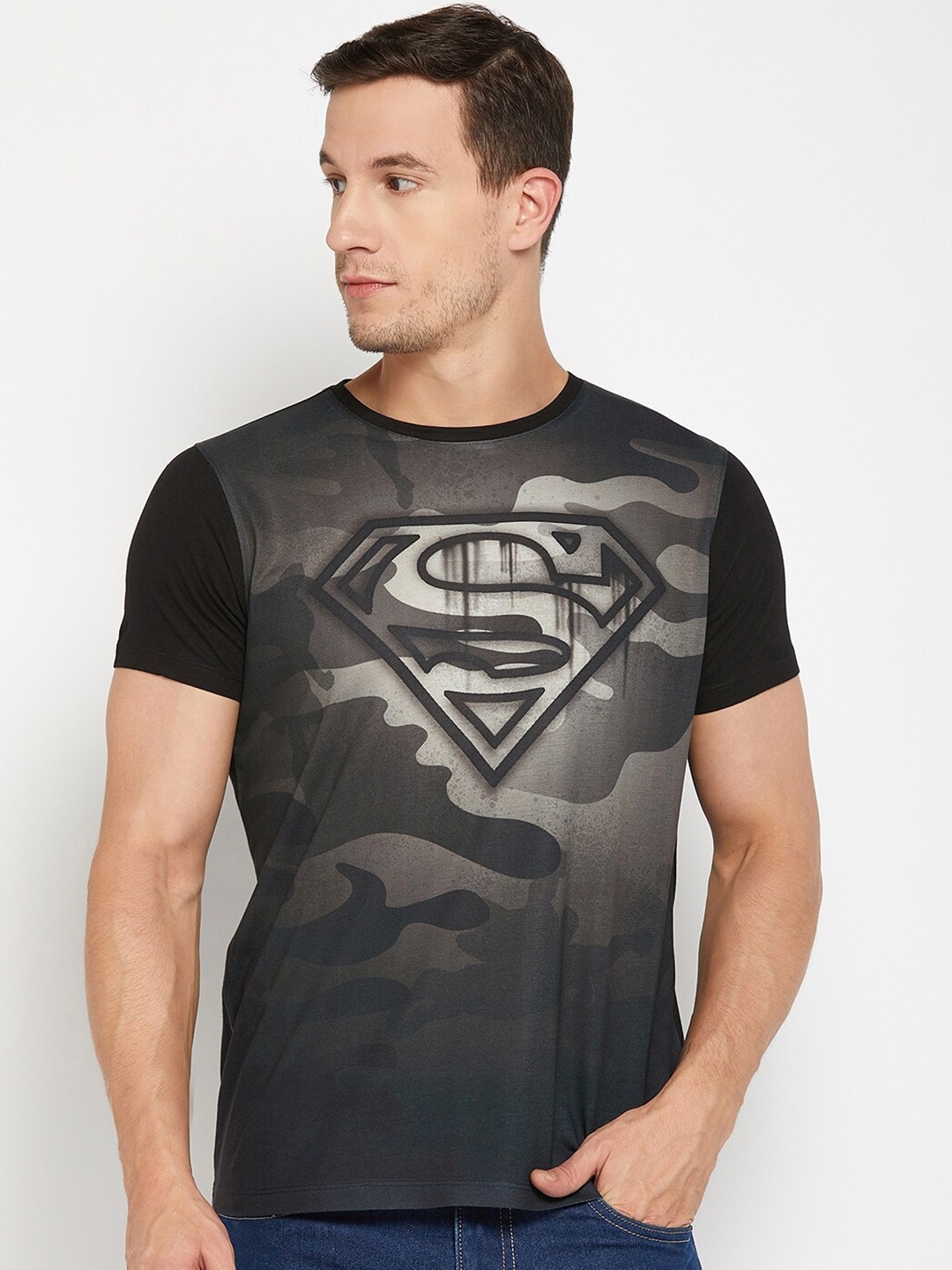 

Wear Your Mind Superman Printed Round Neck T-shirt, Black