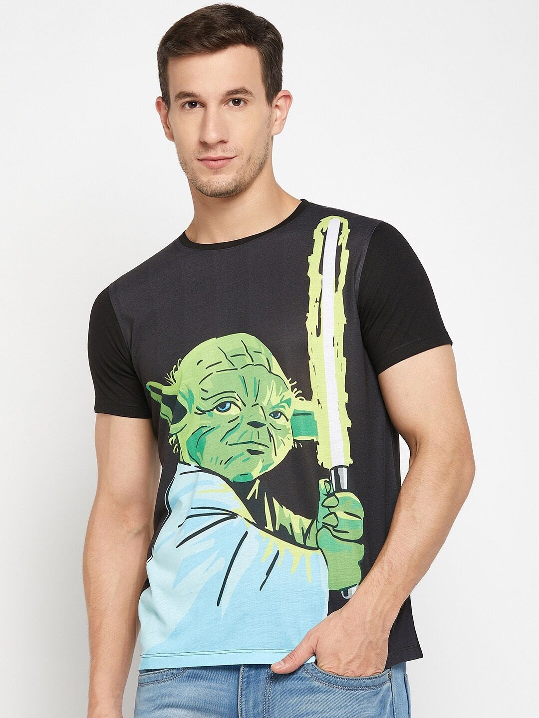 

Wear Your Mind Hulk Superhero Yoda Graphic Printed T-Shirt, Black